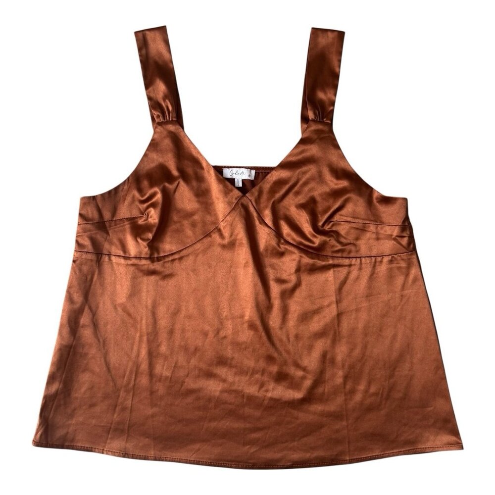Calista Women’s M Tank Top Copper Brown Satin Camisole Sleeveless Bustier Style